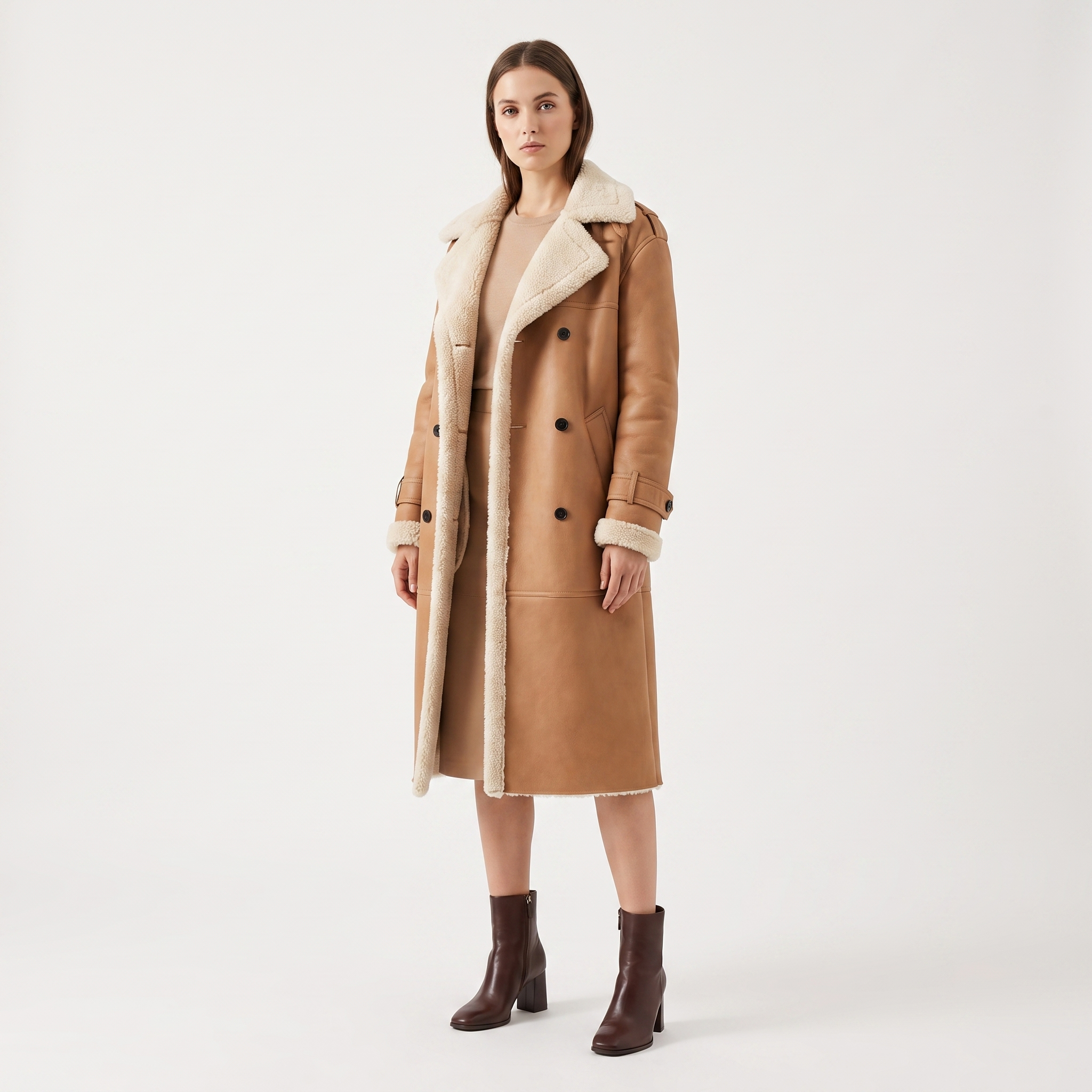 The Constance Shearling-Lined Coat — lining detail